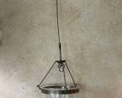 Antique Blown Glass Bell Jar/hall Lantern With Metal Collar & Chains B59