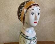 Vintage Hand Painted Madame De Chelles French Style Wig/Hat Display Bust B25