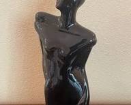 Vintage Modernist Art Deco Black Ceramic Figurine F14
