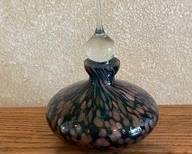 Art Deco Blown Glass Iridescent Perfume Bottle With Tall Stopper B36