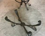 Set of Of Klaussner Company Hand Forged Iron Tables With Beveled Glass Tops & Antique Bronze FinishL87