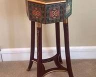 Tall Octagon Lined Chest With Asian Motif L13