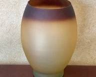 Large Glass Green/Gold To Copper To Silver Glaze Ombre Vase B106