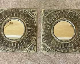 Pair Of Pressed Tin Wall Mirrors