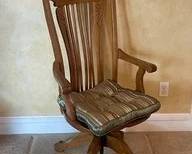 Antique Oak High Back Swivel Desk Chair B19
