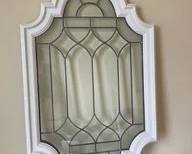 Etched Crackled Weathertight Clear Glass Window With Hangers A22