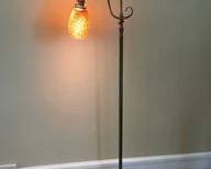 Antique Brass Bridge Lamp With New Shade & Simple Line Detailing L70