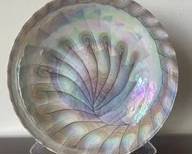 Vintage MCM Murano Art Glass Centerpiece Iridescent Mother Of Pearl Giant Seashell Bowl By Fornace Ferro L93
