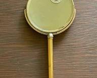 Vintage Gold Plated Hand Mirror With Decorative Back & Label Intact