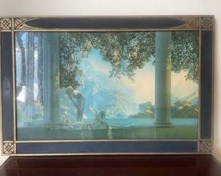Antique Maxfield Parrish "Daybreak" Print In Original Period Black & Gold Frame L7
