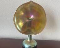 Gold Iridescent "Jack In The Pulpit" Mouth Blown Art Glass Vase By Steuben Aurene L100