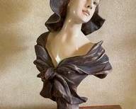 Art Nouveau Polychrome Plaster Bust Of A Young Woman After The Original By Antone Nelson B29
