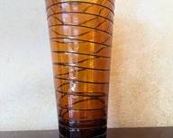 Murano Style Amber/Caramel Swirl Hand Blown Glass Vase B100