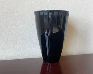 Vintage Black Sasaki Crystal Vase By Ward Bennett L121