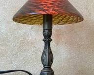 Small Brass Accent Lamp W/ Amber Glass Shape B93