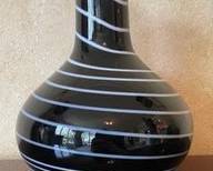 Swirl Glass Bulb Shaped Vase With White Ribbon Wraps B81