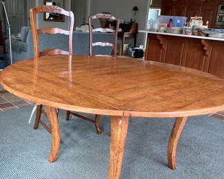 Bausman French Country Alderwood Table (folds from a large circle to a smaller rectangle) see detail