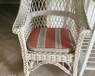 White wicker child's rocker