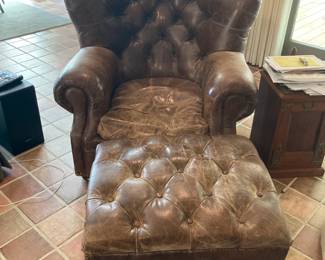 Leather chair and ottoman