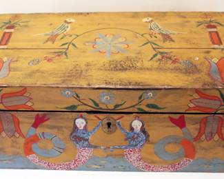 Large Folk Art Wood Box