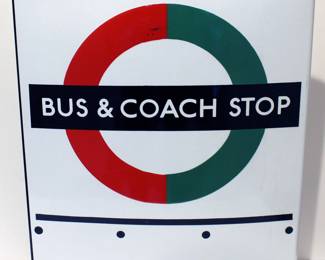 English Porcelain Bus Stop Sign