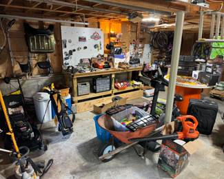 Ladder & Garage full of tools and outdoor equipment in nearby Holland Massachusetts this Sunday June 2 from 9am-1pm