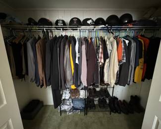 Harley Davidson Men's Wardrobe complete with motorcycle helmets, coats, jackets, tops, tanks, tee shirts, button-downs, and hats
