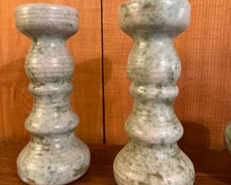 Peters pottery jade candleholders 