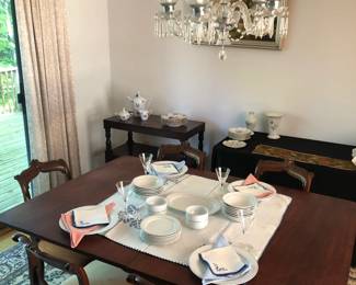 Dining Room including Dining Room Table, Chairs & China