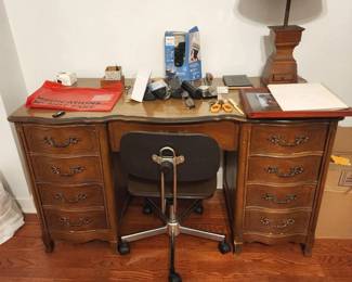 VINTAGE FRENCH PROVINCIAL DESK ALSO A MID-CENTURY DESK CHAIR