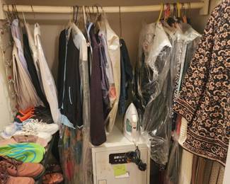 CLOSET OF VINTAGE CLOTHING AND SHOES ETC