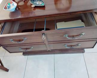 SLIGH FURNITURE CABINET THAT OPENS TO REVEAL A FILING CABINET