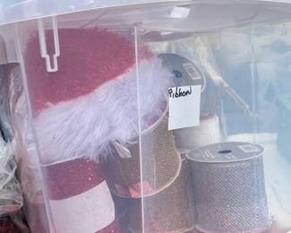 Bins and Bins of Christmas Decor and Crafting Supplies