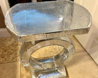 Silver Mosaic Mirrored Side Table/Console Table - Stunning modern table that would also be a great plant stand!