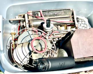 Antique fan and typewriter