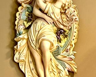 Porcelain Bisque Mounted Sculptural Wall Hanging