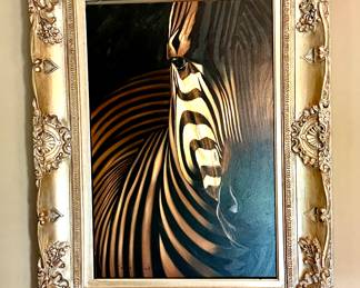 Large Oil Painting - Zebra