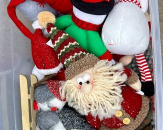 Bins and Bins of Christmas Decor and Crafting Supplies