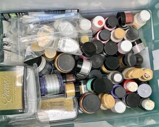 Bins and Bins of Christmas Decor and Crafting Supplies