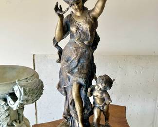 Art Nouveau Style Venus & Cupid Bronze Sculpture