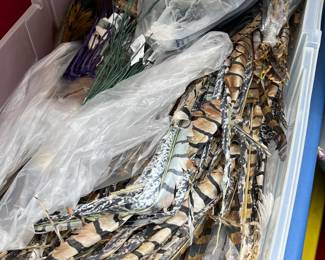 Bins and Bins of Christmas Decor and Crafting Supplies