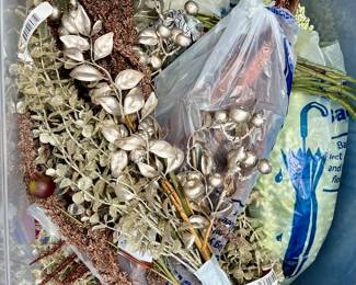 Bins and Bins of Christmas Decor and Crafting Supplies