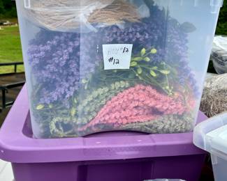 Bins and Bins of Christmas Decor and Crafting Supplies