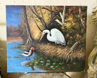 White Ibis Oil Painting