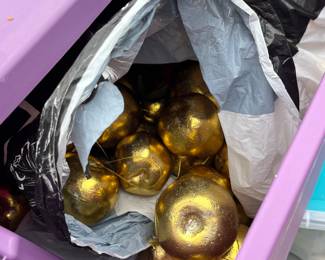 Bins and Bins of Christmas Decor and Crafting Supplies