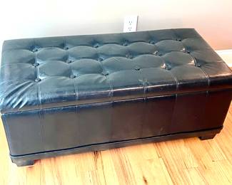 Large Tufted Faux Leather Ottoman