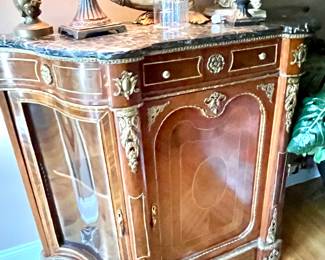 French Provincial Cabinet with Green Marble Top