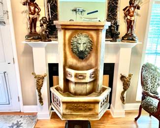 Large Lion Head Faux Stone Indoor Fountain