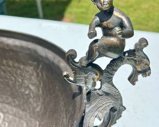 Antique Hammered Silver Plated Figural Bowl