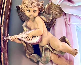 Vintage Hanging Large Christmas Cherub Angel